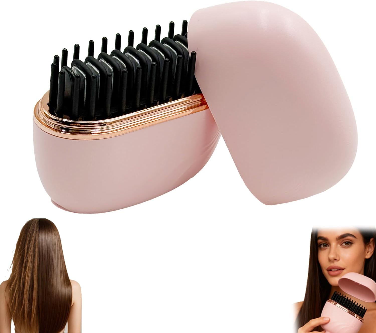 GlamGo™ Cordless Mini Hair Straightener Brush – Style Anywhere in 30 Seconds