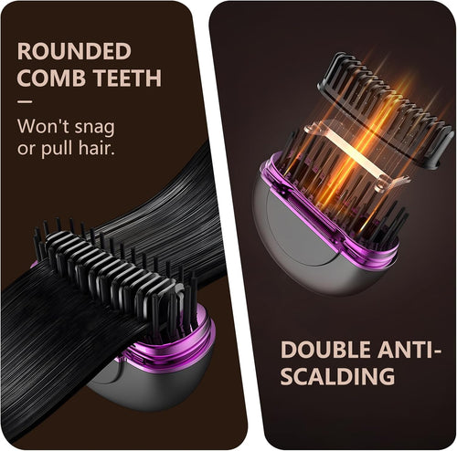 GlamGo™ Cordless Mini Hair Straightener Brush – Style Anywhere in 30 Seconds