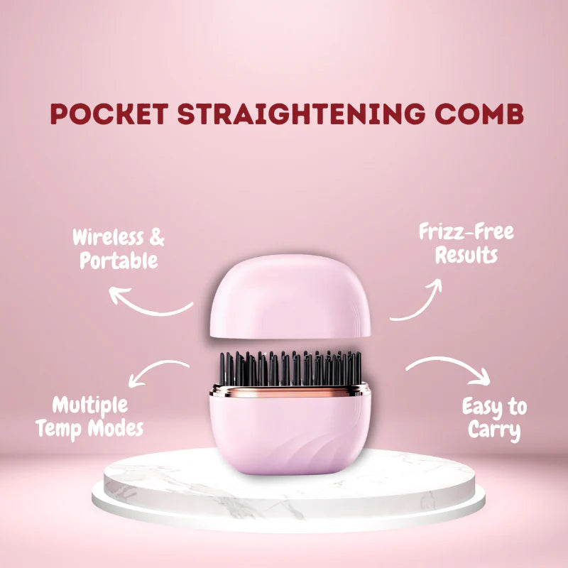 GlamGo™ Cordless Mini Hair Straightener Brush – Style Anywhere in 30 Seconds