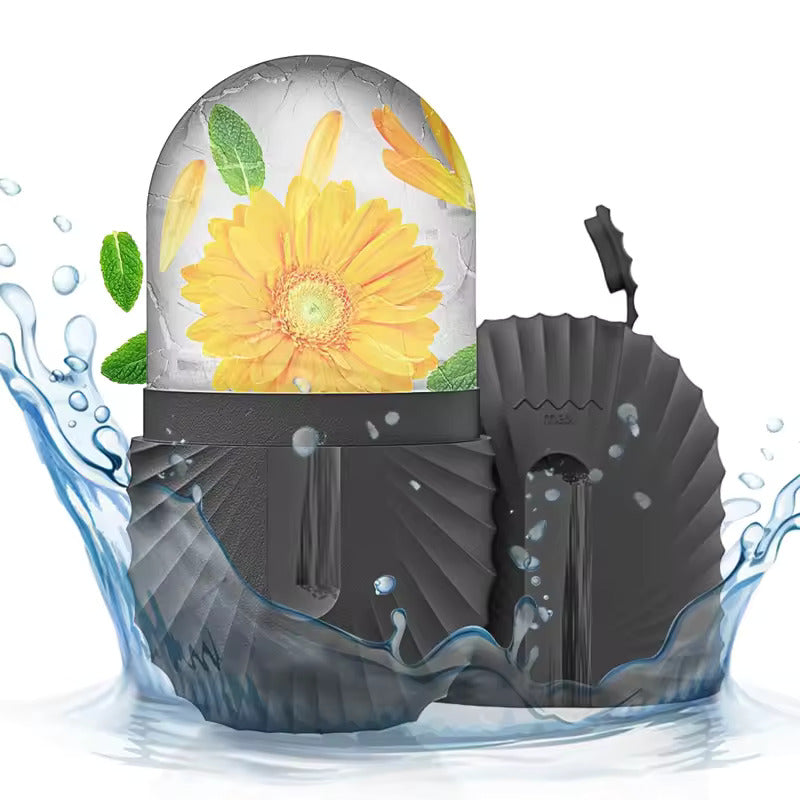 Instant Puffiness Relief & Skin Tightening Tool with floral design in water for fast-acting de-puffing.