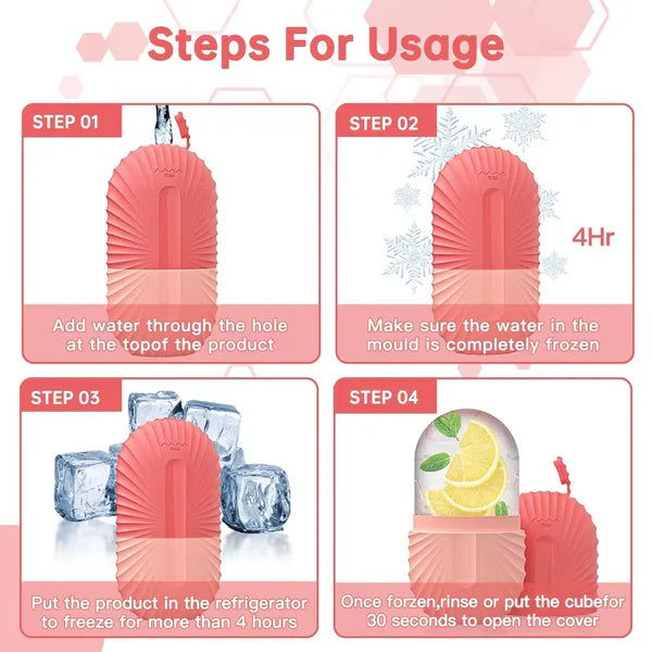 Steps for using the Instant Puffiness Relief & Skin Tightening Tool with clear instructions.